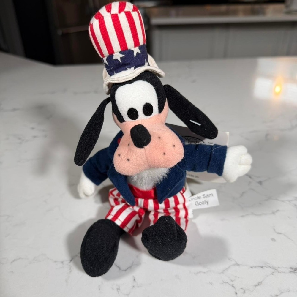 Disney Uncle Sam Goofy Bean Bag Plush Patriotic Americana USA Flag Vintage